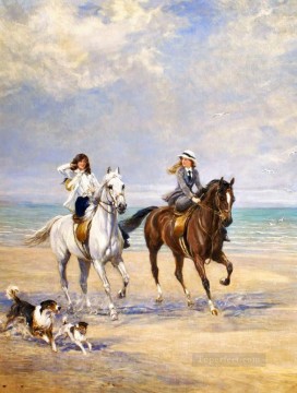 horse cats Painting - equestrienne seaside Heywood Hardy horse riding